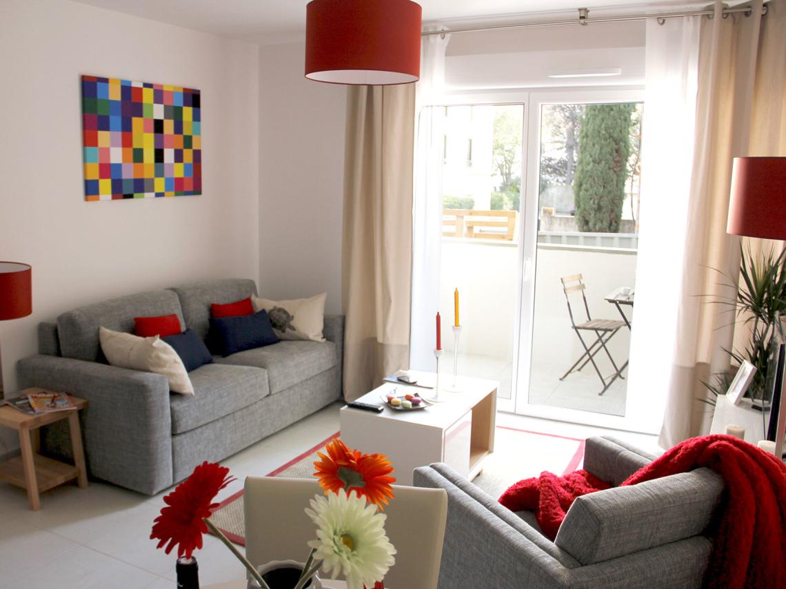 : Salon d'un appartement de la résidence seniors Cogedim Club Montpellier